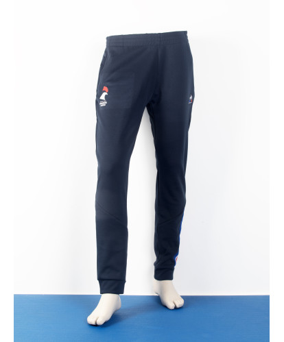 Pantalon survêtement bleu bande tricolore Le Coq Sportif