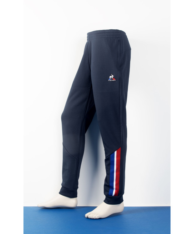 Pantalon survetement bleu bande tricolore Le Coq Sportif