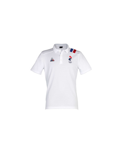 Polo bande tricolore blanc Le Coq Sportif