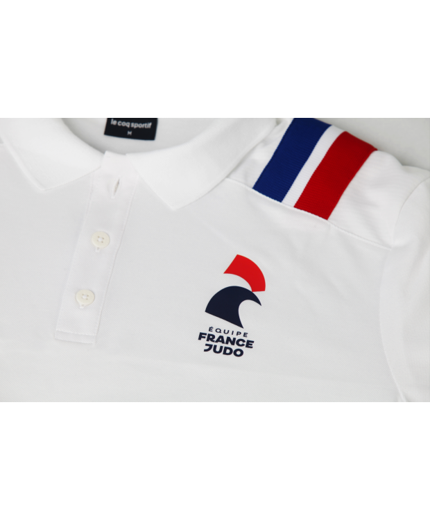 Polo bande tricolore blanc Le Coq Sportif