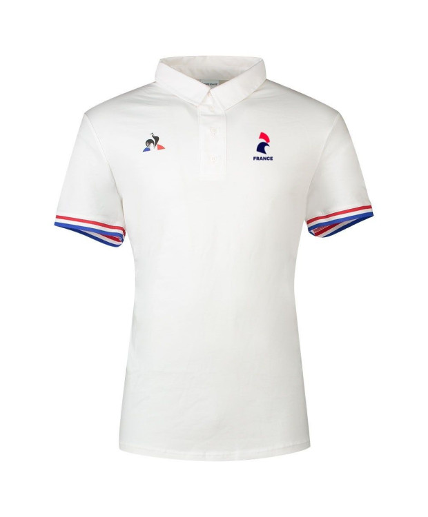 Polo tricolore blanc Le Coq Sportif