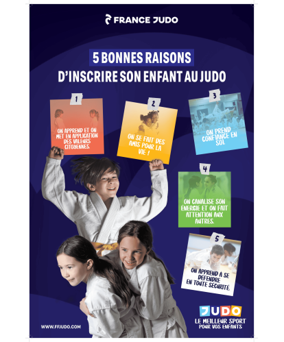 Lot de 5 affiches "5 bonnes raisons d'inscrire son enfant au judo"