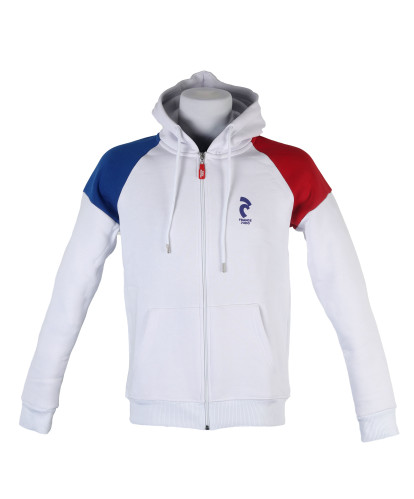 Sweat à capuche zippé France Judo Blanc