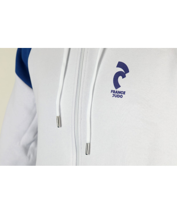 Sweat à capuche zippé France Judo Blanc