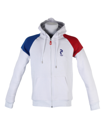 Sweat à capuche zippé France Judo Blanc