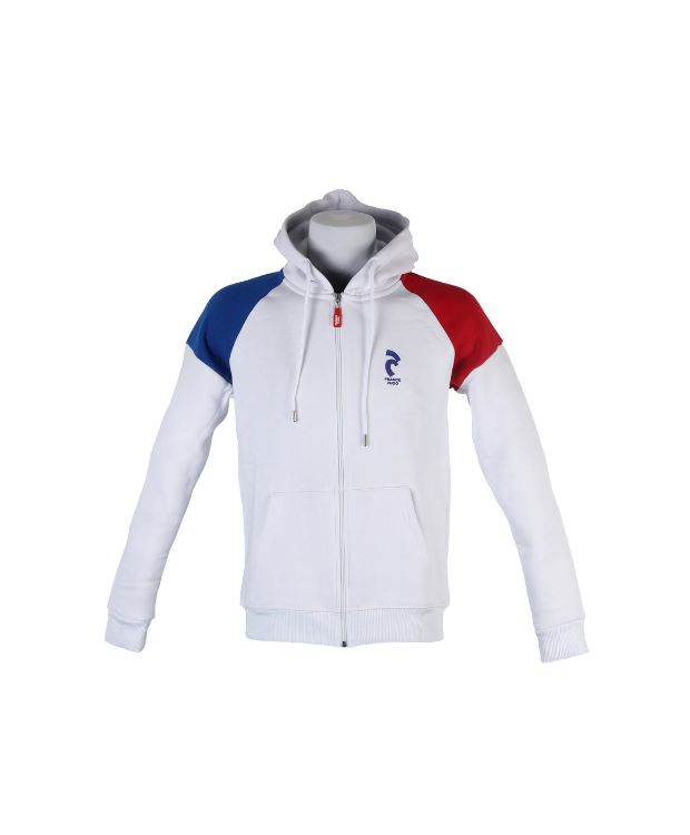 Sweat à capuche zippé France Judo Blanc