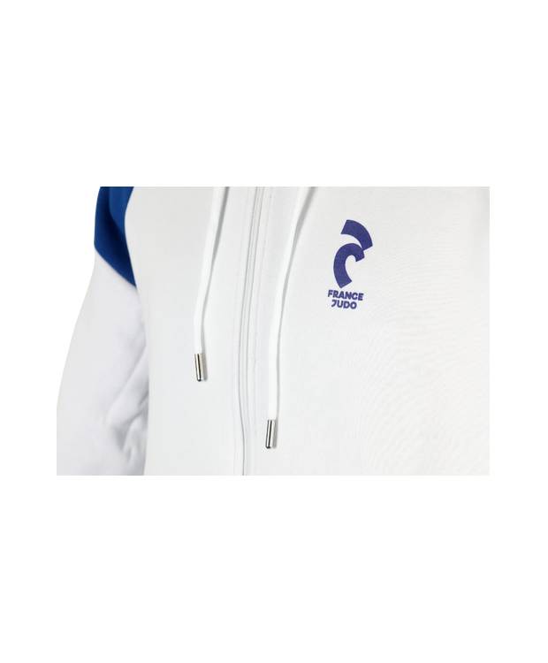 Sweat à capuche zippé France Judo Blanc