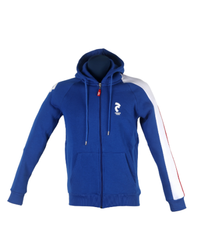 Sweat à capuche zippé France Judo bleu roi