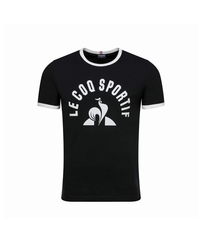 T-SHIRT SS Noir Logo Blanc Le Coq Sportif