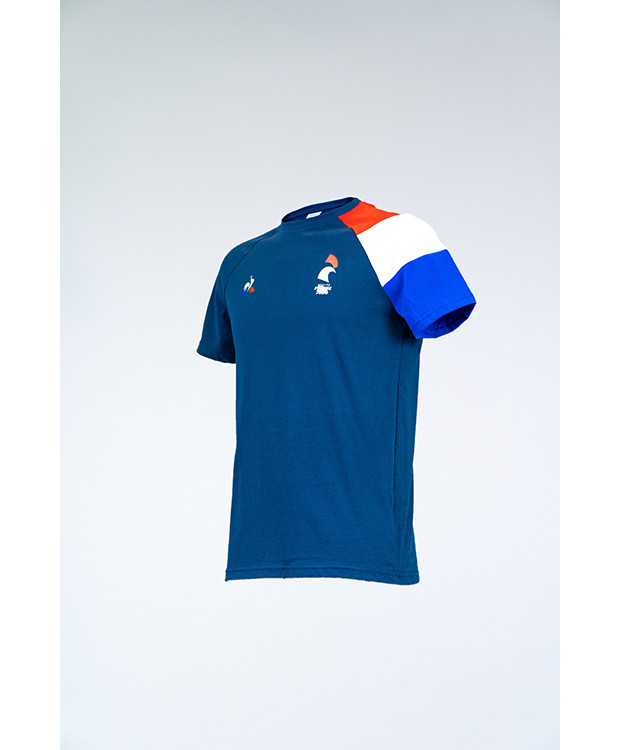 T-shirt tricolore bleu Le Coq Sportif